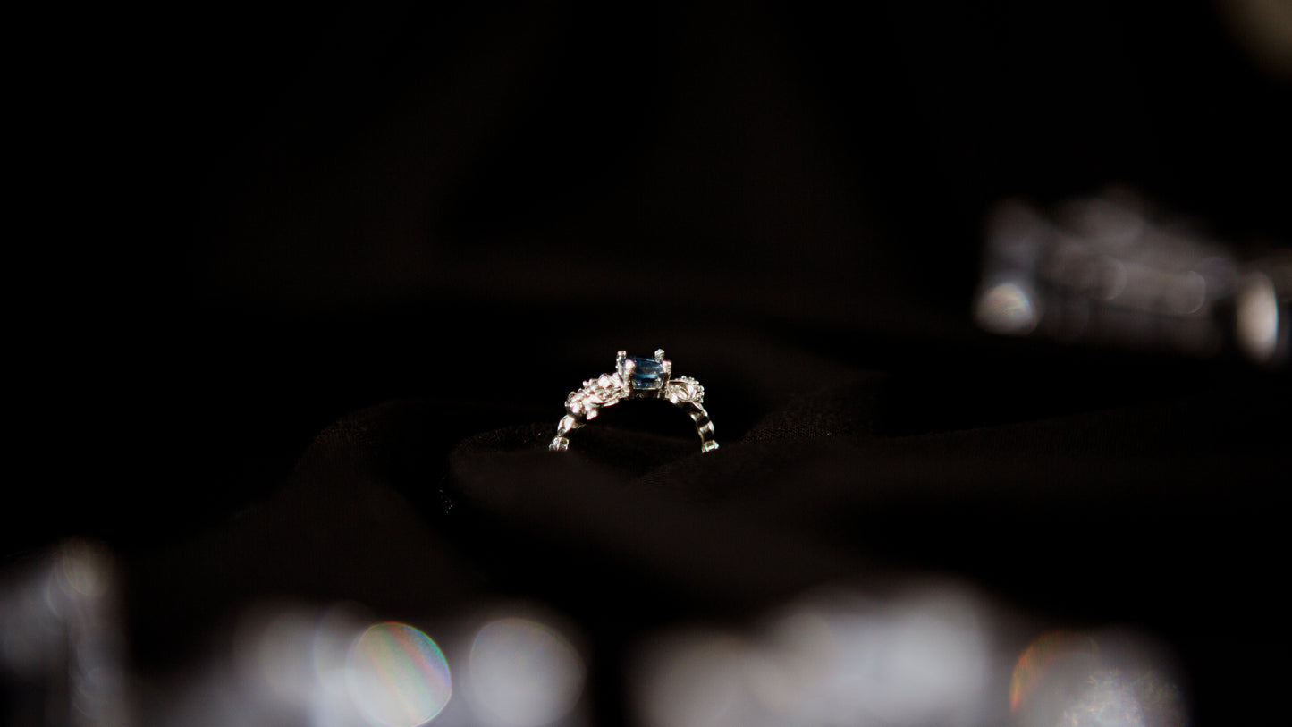 Sterling Silver Dragon Ring with Natural Blue Sapphire